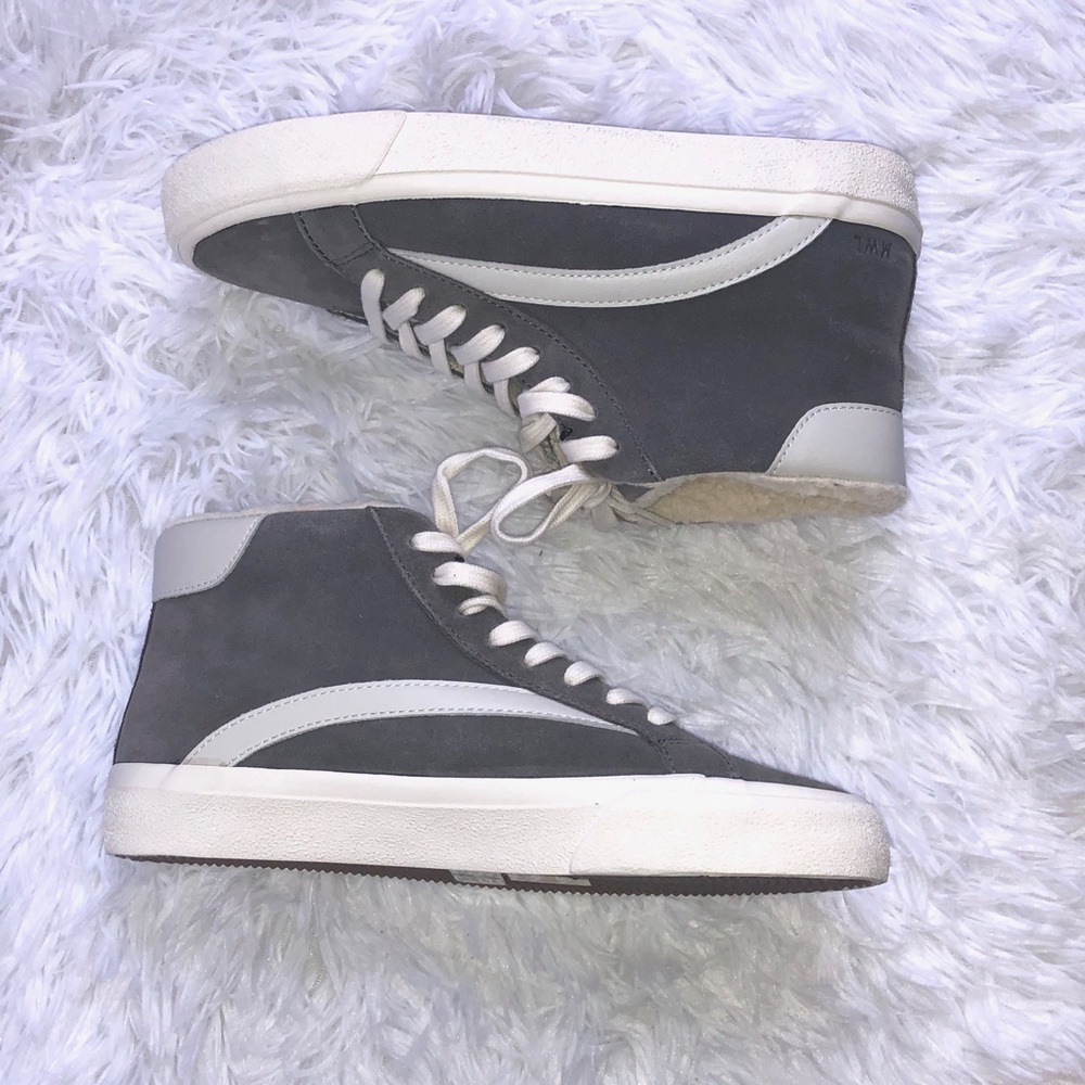 Madewell High-Top Sneakers Suede and Sherpa. Gray and White. Size 7